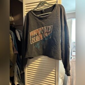 PAIGE Gray cropped long sleeve tshirt